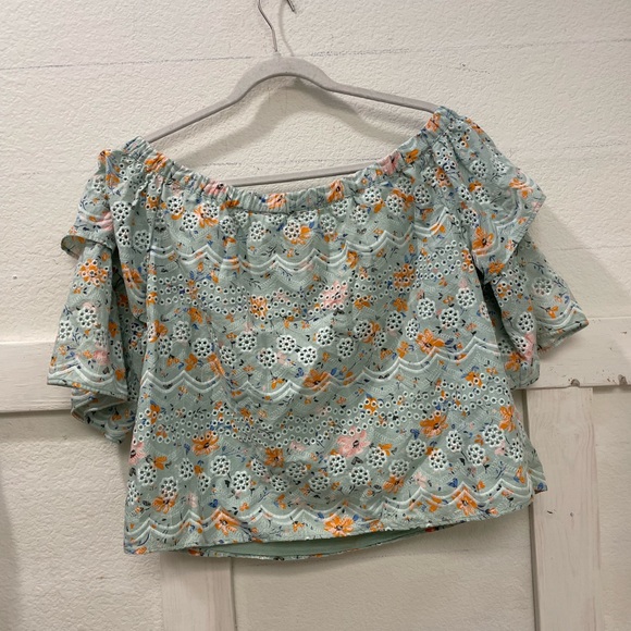 LAIA for Anthropologie embroidered bohemian ruffle puff sleeve floral top XL - Picture 3 of 13